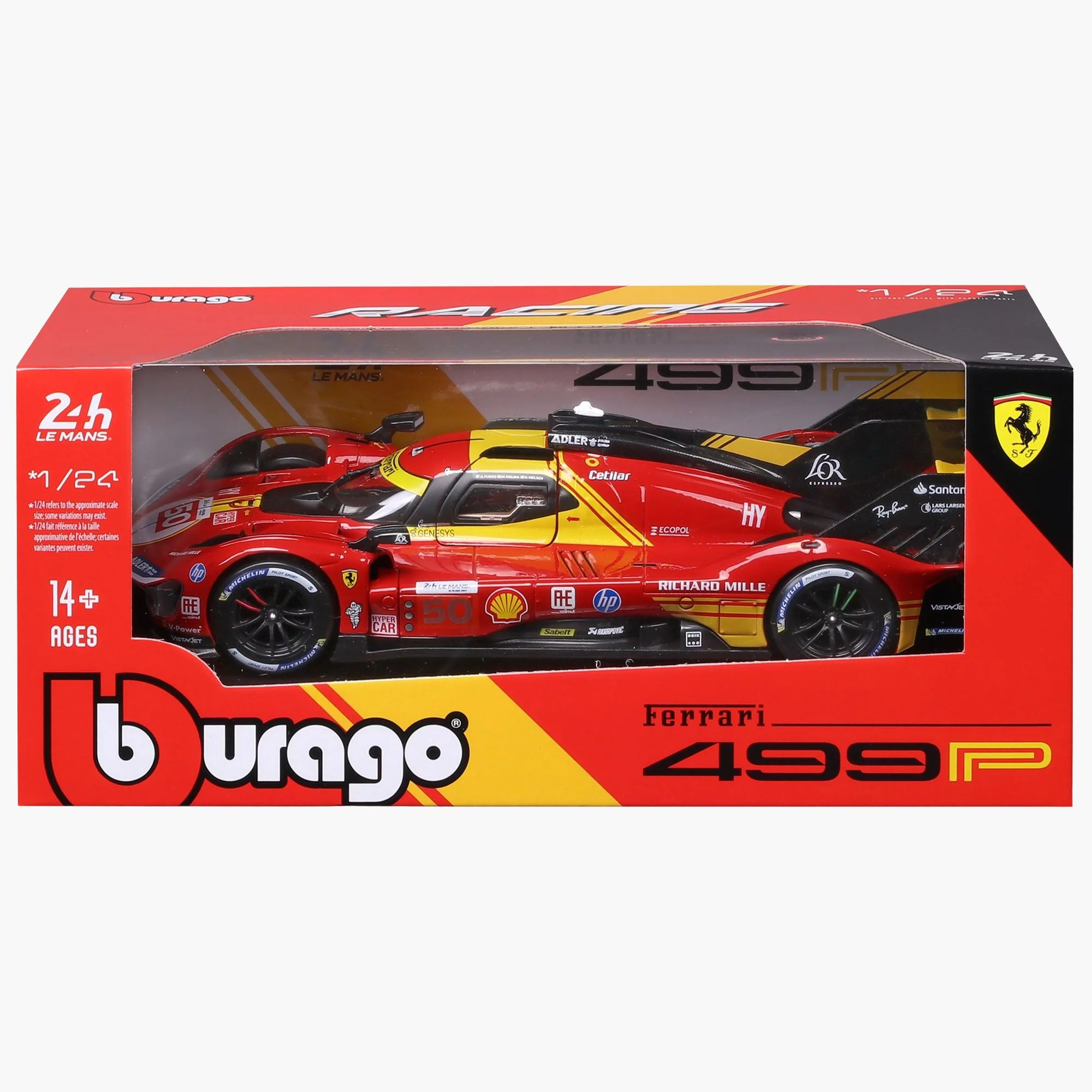 Bburago Racing 1/24 Scale #50 Ferrari 499P 2024 24h LeMans Winner Diecast Car Model for Collectors 14+ - Image 3