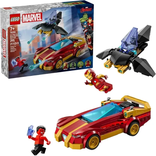 Lego Marvel 76310 Iron Man Car & Black Panther Vs Red Hulk Building Set for 7+ Years (295 Pcs)