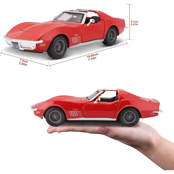 Maisto 1:24 Scale 1970 Chevrolet Corvette Diecast Car Model for Collectors 14+ Years (Red) - Image 5