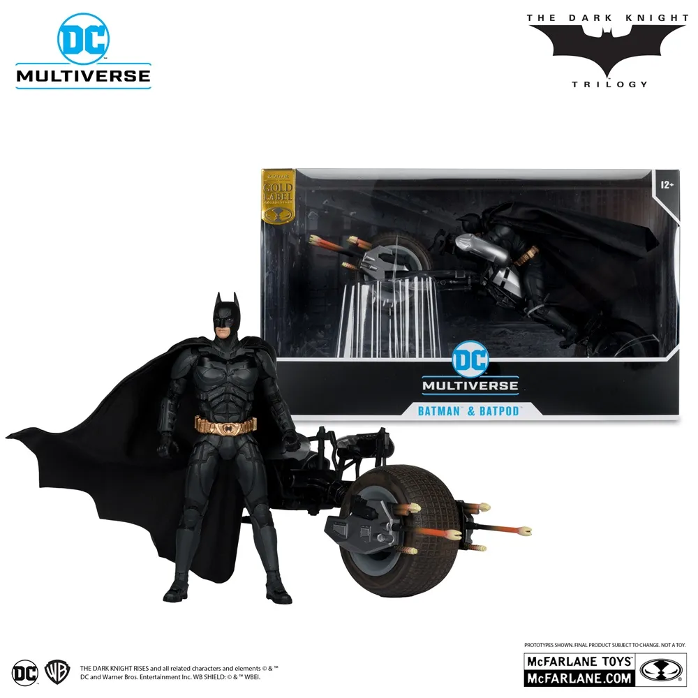 Batpod with Batman (The Dark Knight) DC Multiverse Action Figure By Mcfarlane Toys for 14+ Years - Gold Label - Image 2