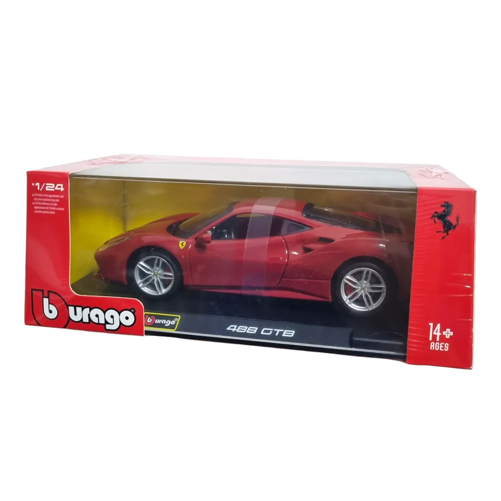 Bburago 1:24 Scale Ferrari 488 GTB Diecast Car Model for Collectors 14+ Year (Color Brick Red) - Image 4