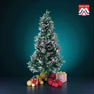 NORTHLIGHT flocked Christmas Tree Pinecones and Cherries - 6 feet