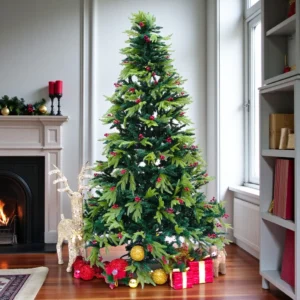 RAZ Christmas Tree with Cherries and Dual Color Leaves by SWEN - 8 feet