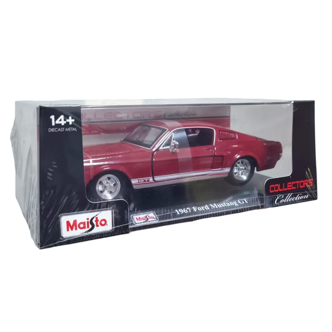 Maisto Collector's Collection 1/24 Scale 1967 Ford Mustang GT (Cherry Red) Diecast Model (Plex Case) - Image 6
