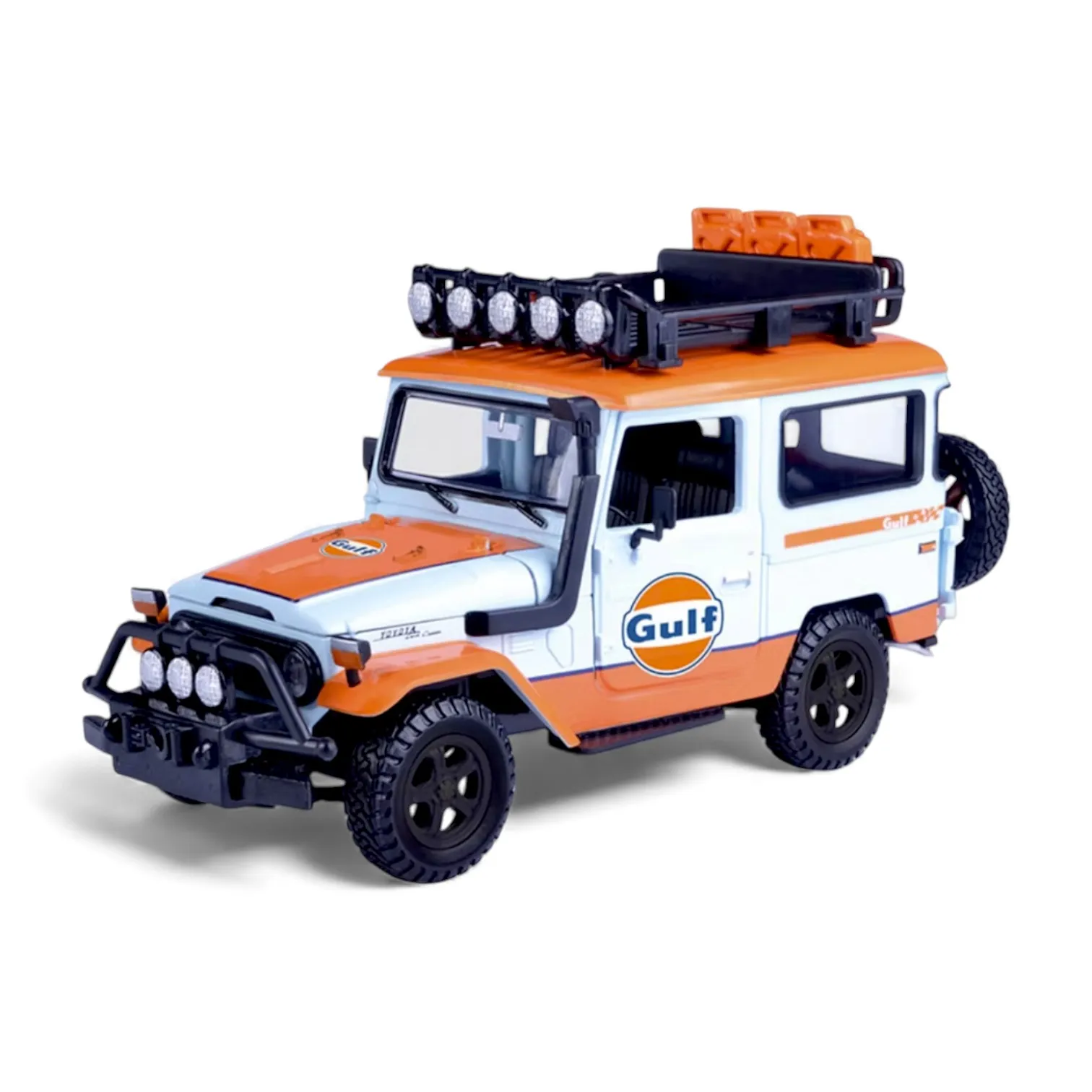 Motor Max 1/24 Scale Off Road Toyota FJ40 Land Cruiser Diecast Model with Gulf Livery