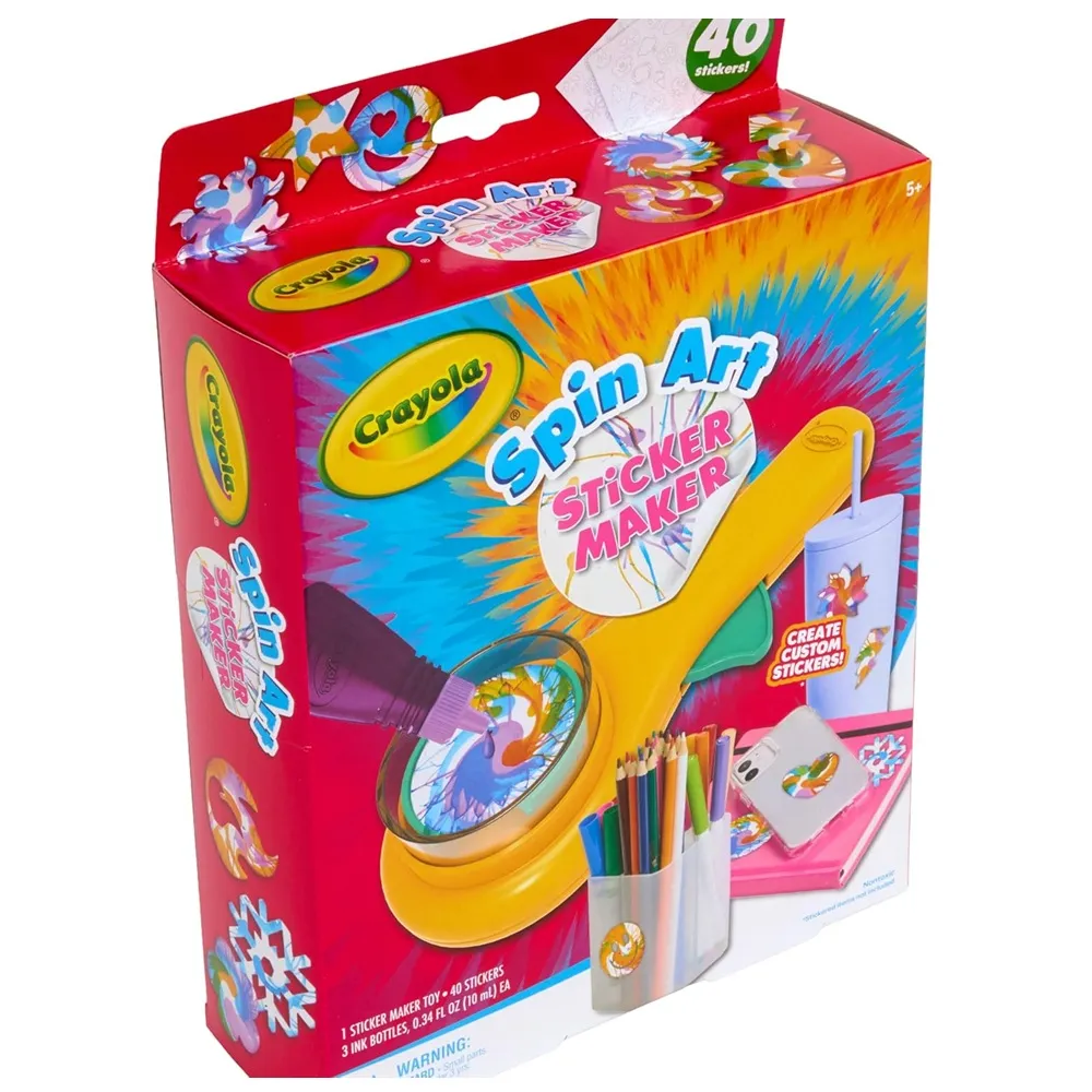 Crayola Spin Art Sticker Maker Machine, Create 40 Custom Stickers, Spiral Art Set for Kids 5+ Years - Image 2