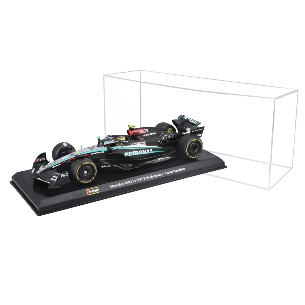 Bburago 1/24 Mercedes-AMG F1 W15 #44 Lewis Hamilton Diecast Model with Plex Case - Image 3