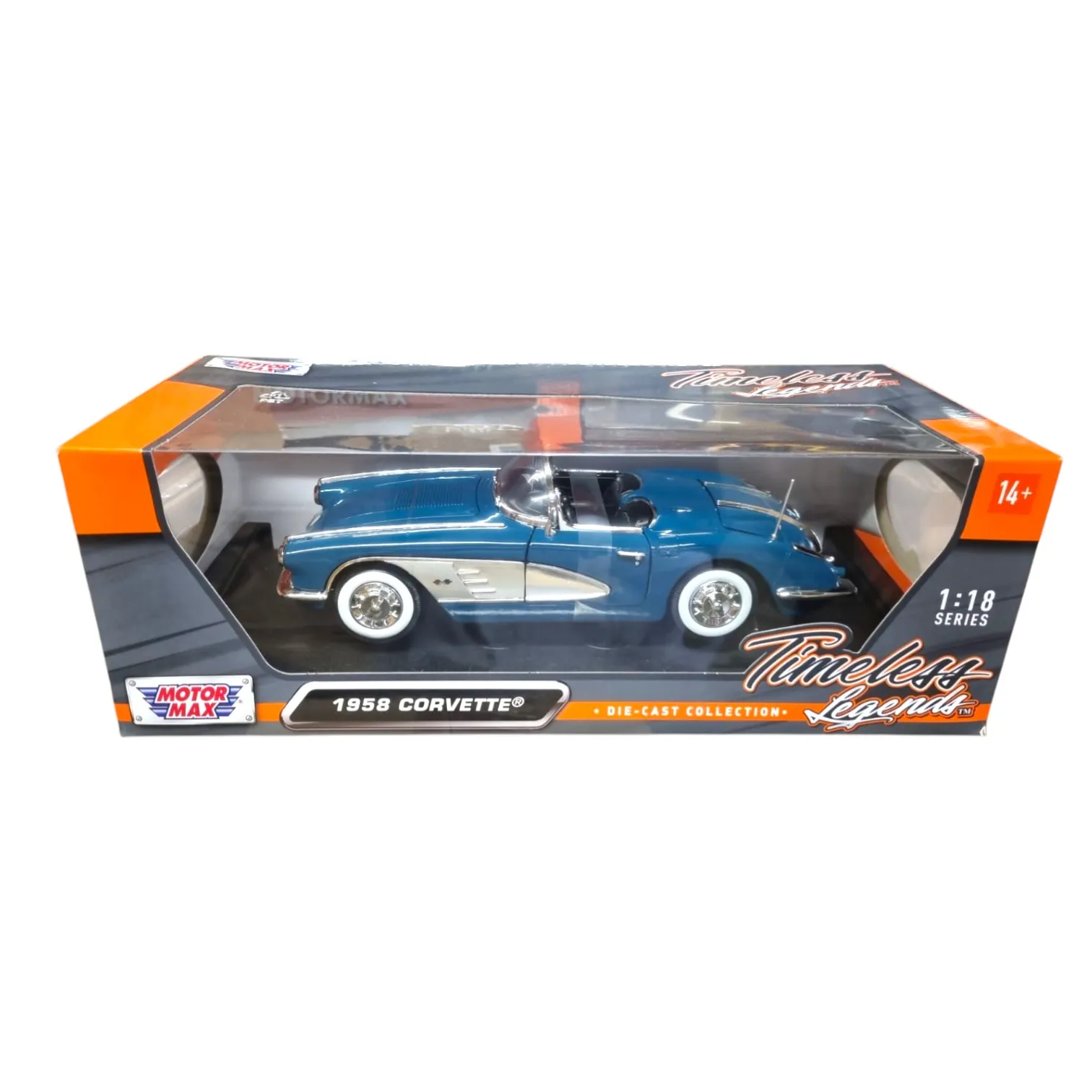 Motormax 1/18 Scale 1958 Chevrolet Corvette Diecast Model for Collectors 14+ Years (Green)