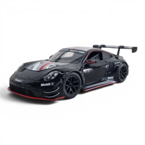 Bburago 1:24 Scale Porsche 911 GT3 R Diecast Model - With Acrylic Case (Black-Silver)