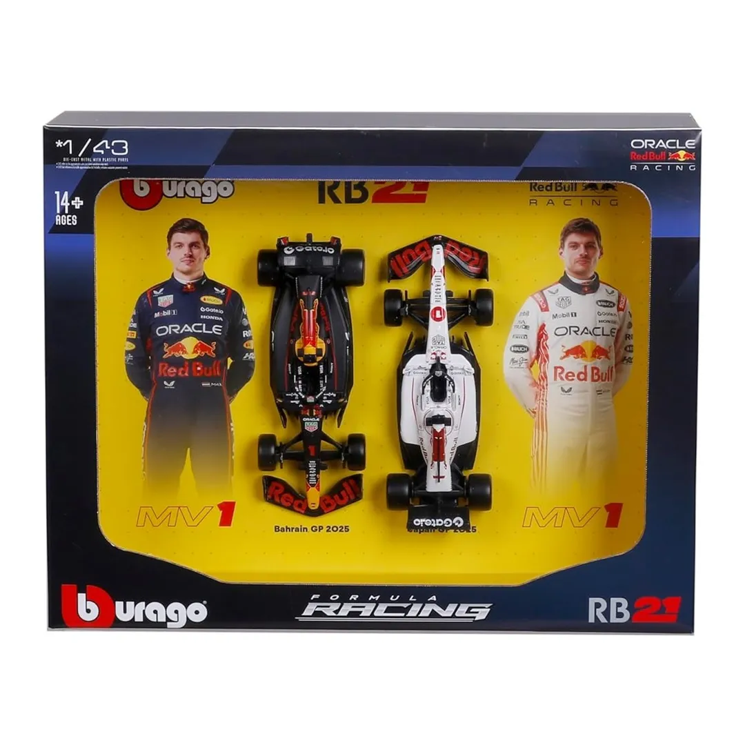 Bburago 1/43 Oracle Red Bull Racing RB21 Set of 2 F1 Models - Max Verstappen
