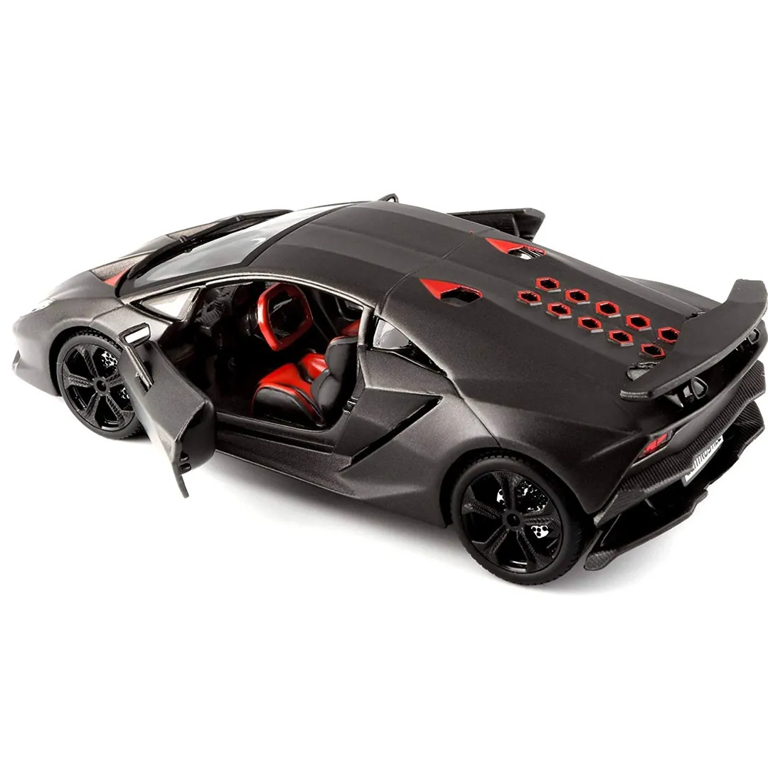 Motormax 1/24 Scale Lamborghini Sesto Elemento Diecast Scale Model for 14+ Years (Mat Grey/Black) - Image 4