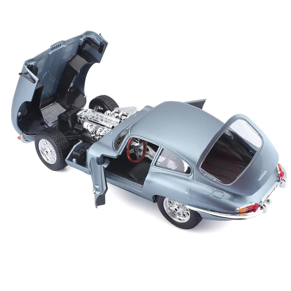 Bburago 1/18 Scale Jaguar E-Type Coupe (Metallic Grey Blue) Diecast Model for Collectors - Image 6