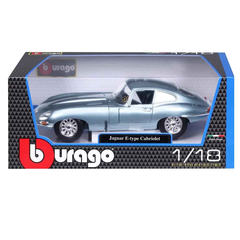Bburago 1/18 Scale Jaguar E-Type Coupe (Metallic Grey Blue) Diecast Model for Collectors - Image 4