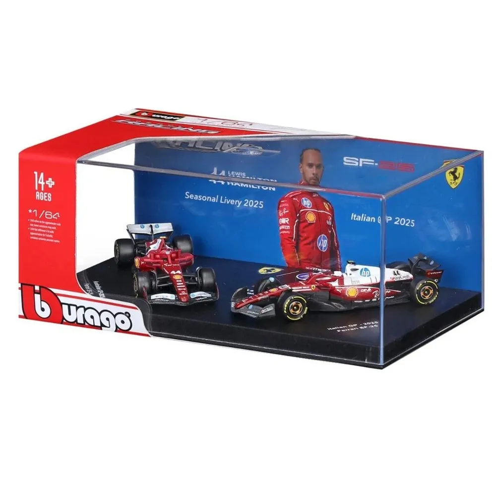 Bburago 1/64 Scale 2025 Ferrari SF-25 #44 Lewis Hamilton Formula 1 Model Twin Pack (Acrylic Case) (Copy) - Image 2
