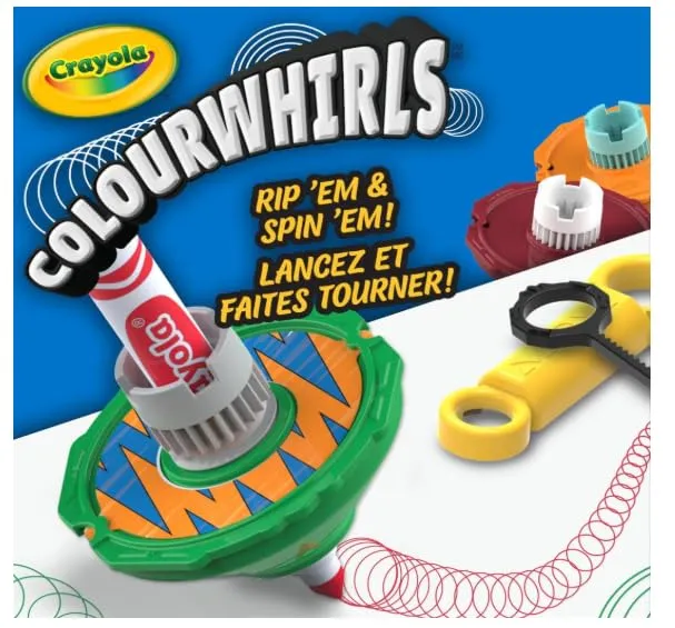 Crayola Colourwhirls Battle Arena Set, DIY Gyro Spin Art Toy, 4 Battle Reversible Tops for 6+ Years - Image 3