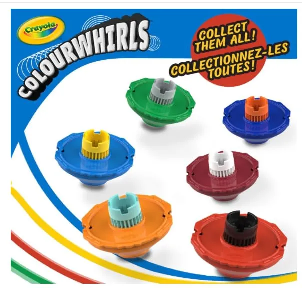 Crayola Colourwhirls Battle Arena Set, DIY Gyro Spin Art Toy, 4 Battle Reversible Tops for 6+ Years - Image 4