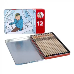 Tintin Stationery - Metal Box with 12 Color Pencils - Tintin in Tibet (54785)