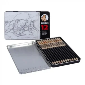 Tintin Stationery - Metal box of 12 Sketching Pencils HB